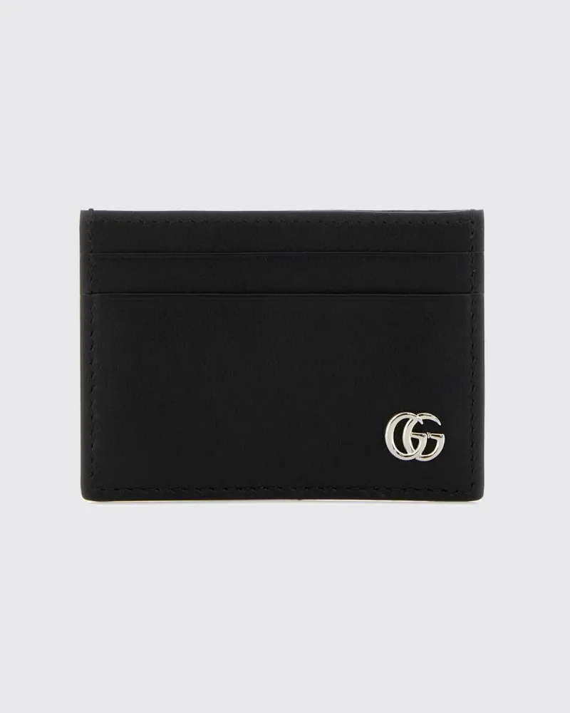 Gucci Kartenetui aus Leder mit GG-Monogramm und Geldklammer Schwarz