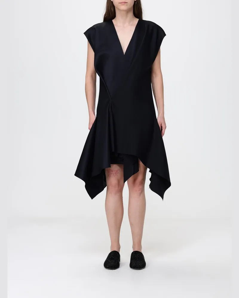 KHAITE Ärmelloses, asymmetrisches V-Ausschnitt-Minikleid aus Viskosemischung Schwarz