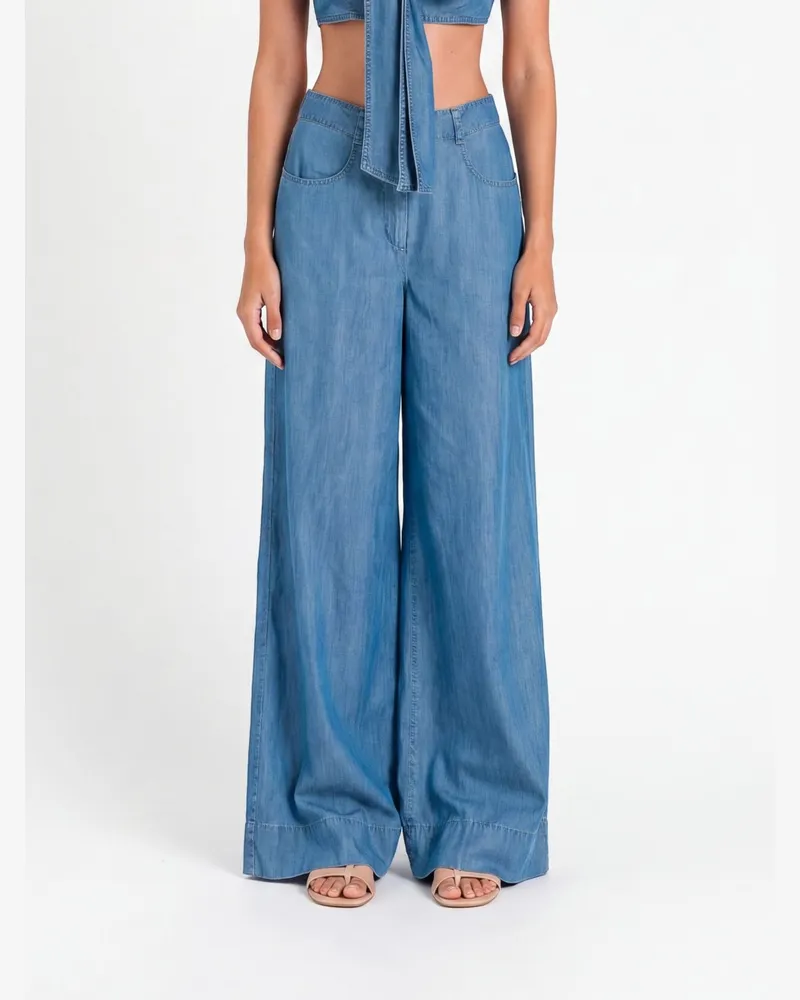 Twin-Set Wide-Leg-Hose aus Lyocell mit mittlerer Leibhöhe Denim
