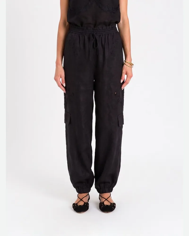 Twin-Set Leinen-Cargohose Schwarz