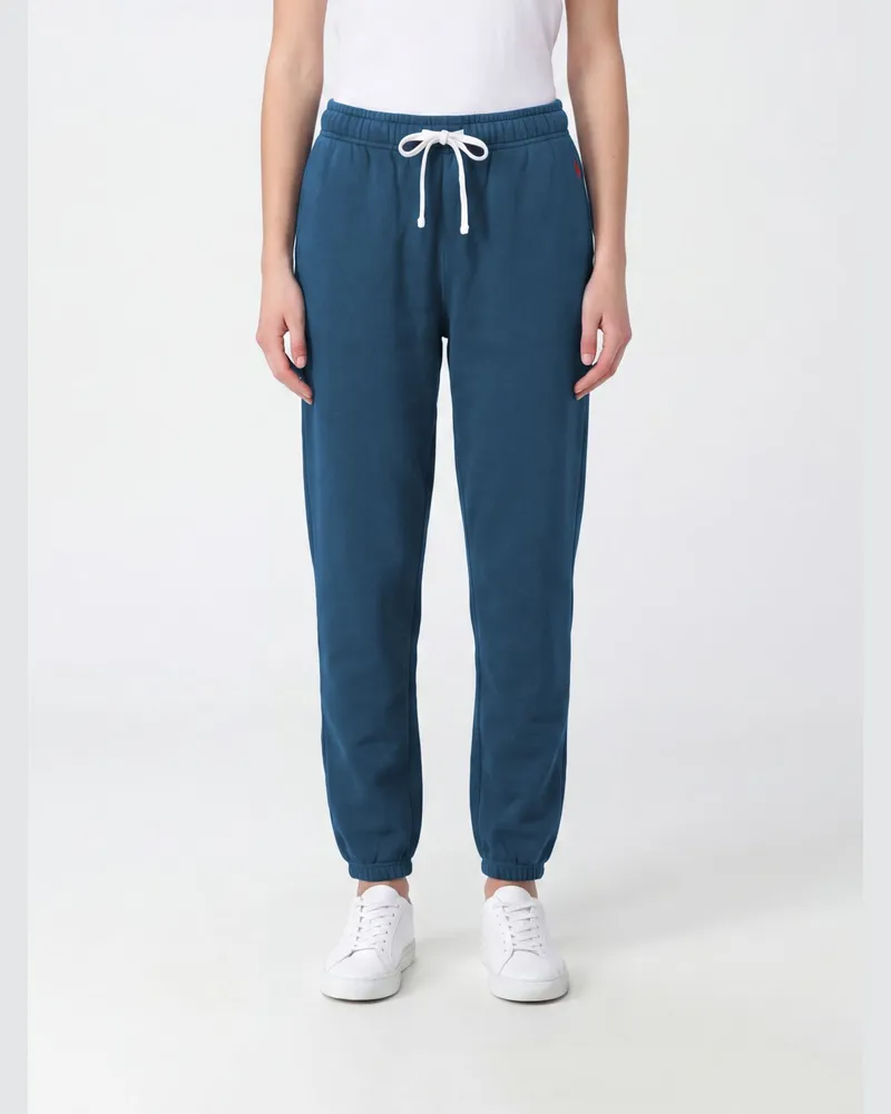 Ralph Lauren Jogginghose aus Baumwolle mit geradem Bein und Logo Blau