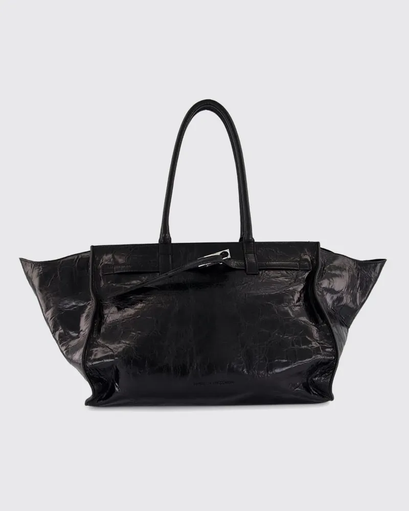 Benedetta Bruzziches Große Tote-Bag Mame aus geknittertem Lammleder Schwarz
