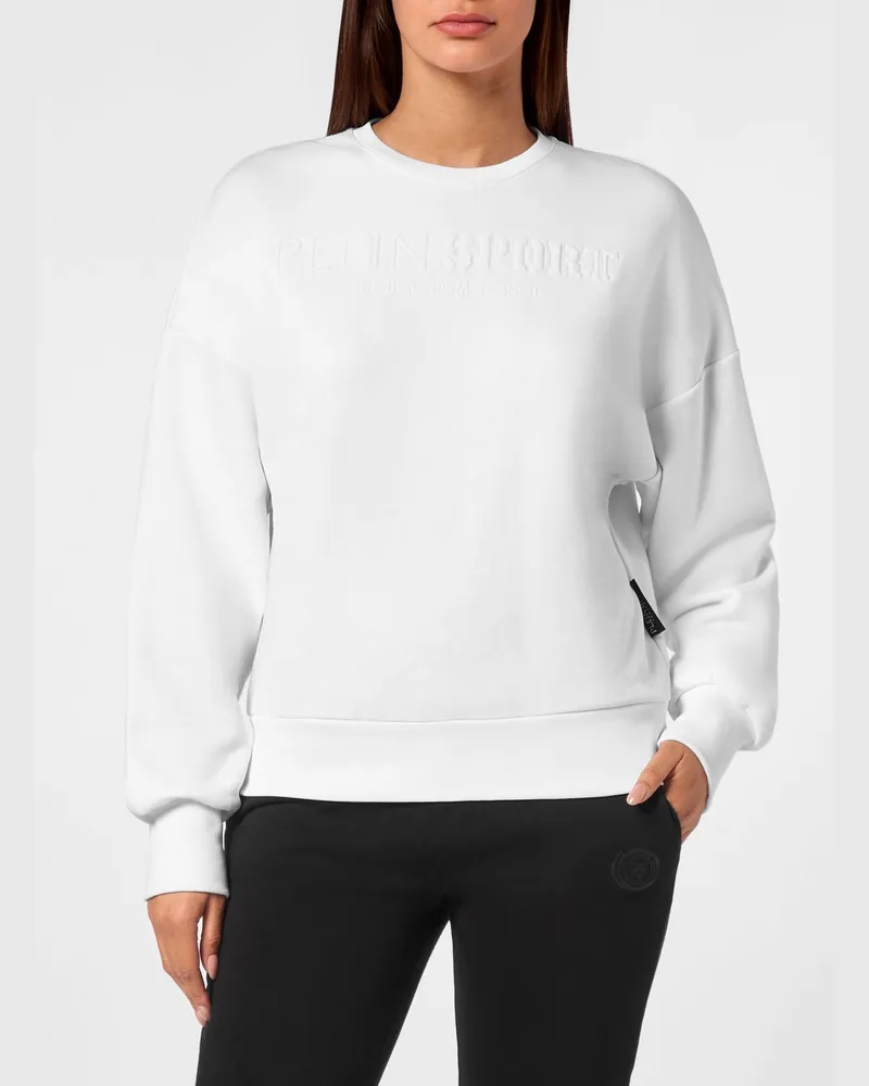 Philipp Plein Relaxed-Fit-Sweatshirt aus Jersey mit überschnittenen Schultern Weiß