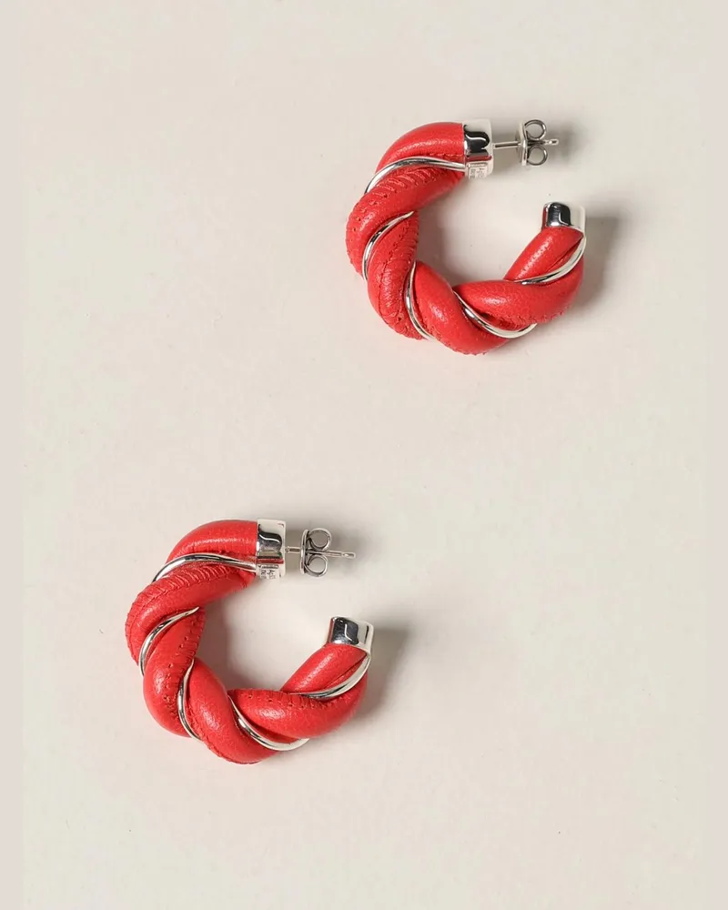 Bottega Veneta Twist Ohrringe aus geflochtenem Leder Rot