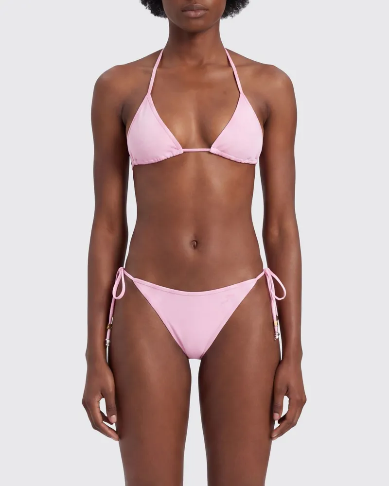 Jacquemus Triangel-Bikini-Oberteil aus technischem Stoff mit dünnen Trägern Pink