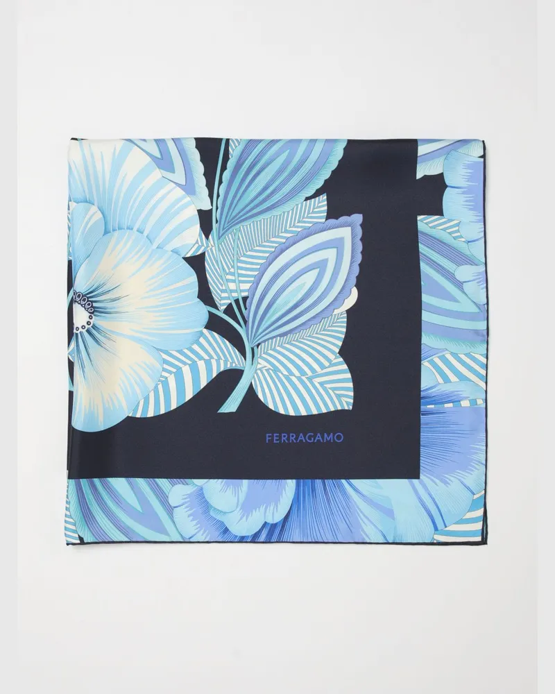 Ferragamo Seidenschal mit Blumenprint Blau