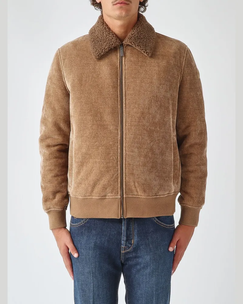 Colmar Bomberjacke aus Samt mit klassischem Kragen und zentralem Reißverschluss Camel