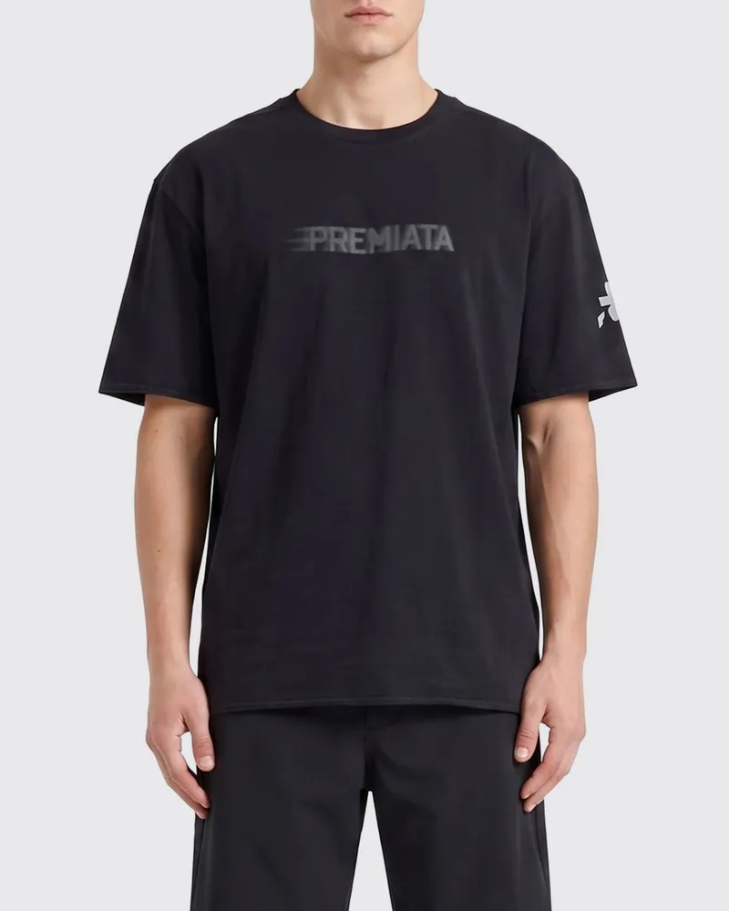 Premiata Bedrucktes Baumwoll-T-Shirt Schwarz