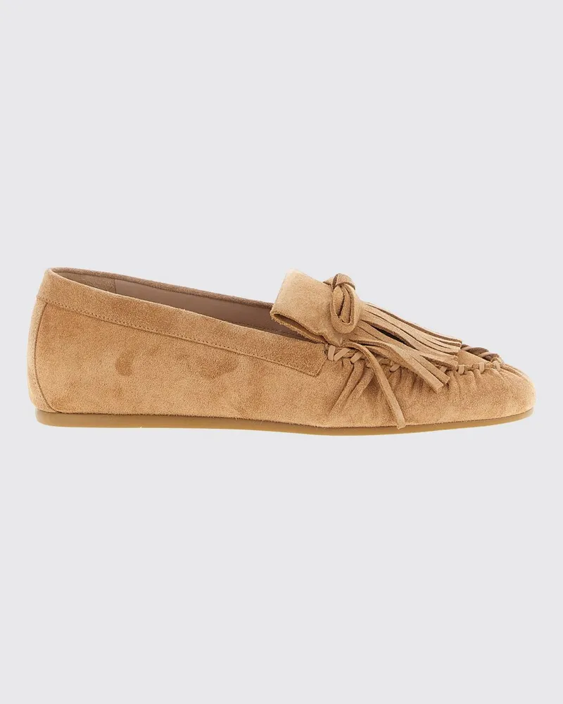 Stuart Weitzman Wildleder-Mokassin mit Fransen Braun