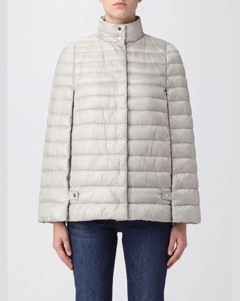 Herno Kurze Daunenjacke aus wasserabweisendem Nylon mit Kimonoärmeln Grau
