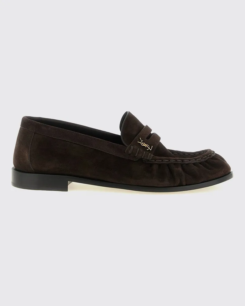 Saint Laurent Le Loafer Penny-Loafer aus Wildleder mit YSL-Monogramm von Braun