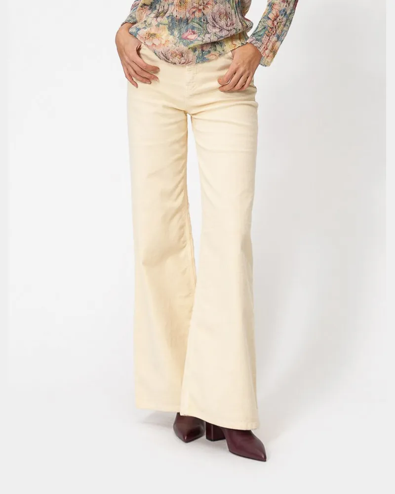 Twin-Set Hoch taillierte Schlaghose aus Cord Yellow