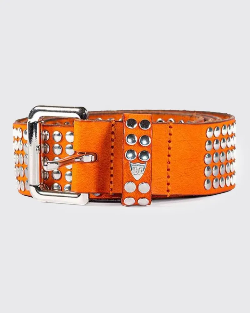 HTC Hollywood Trading Company Gürtel von aus Leder mit mehrfarbiger Stickerei Orange
