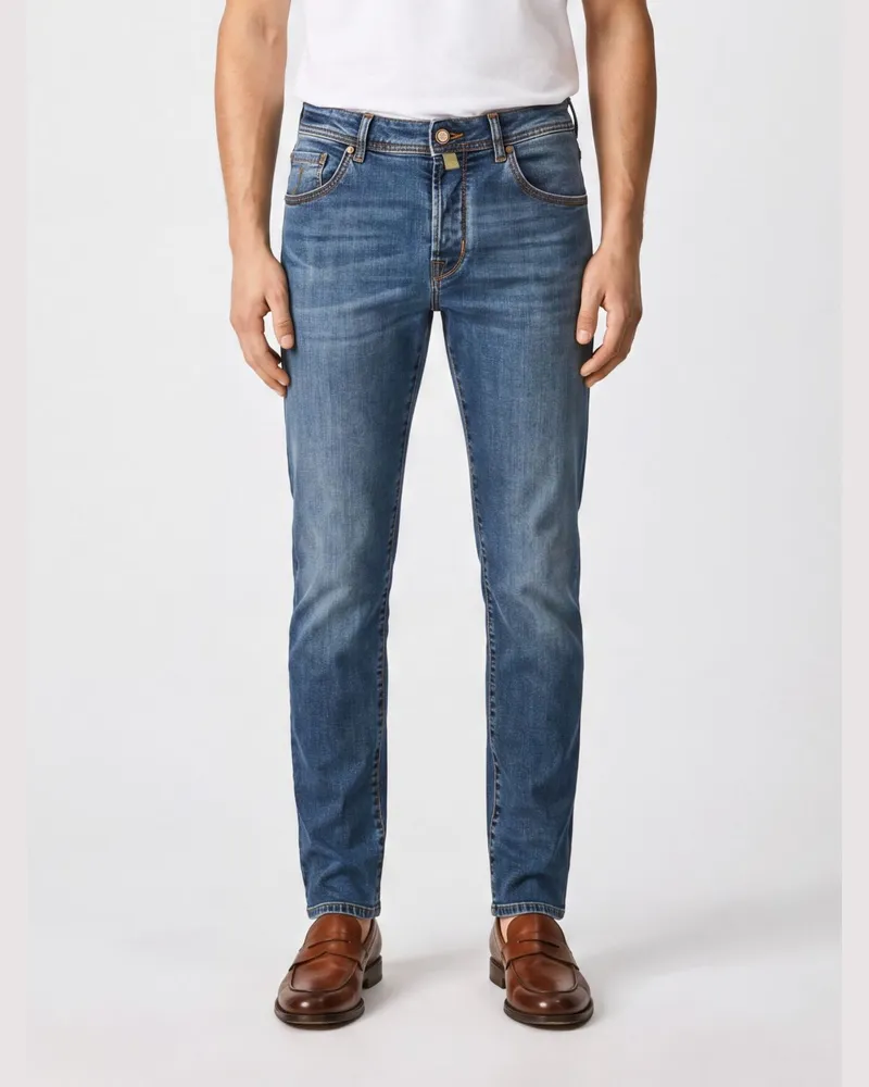 Jacob Cohën Skinny-Fit Jeans aus Stretch-Baumwolldenim mit mittlerer Leibhöhe Blau
