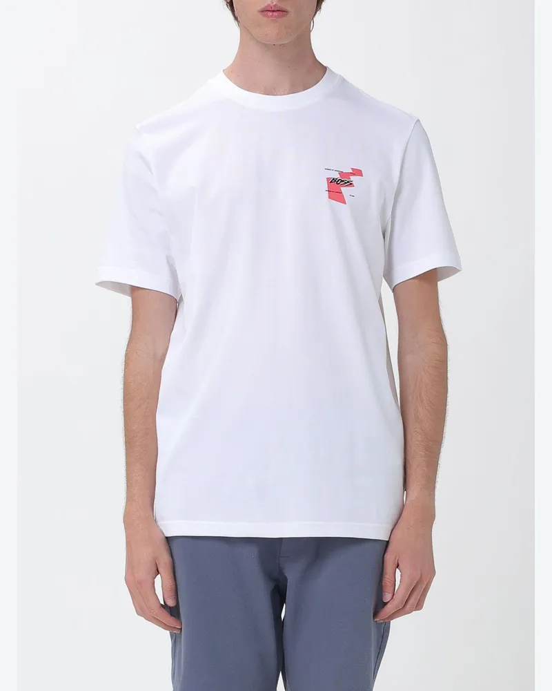 HUGO BOSS Baumwoll-T-Shirt mit Rundhalsausschnitt mit Grafikdruck und Kontrast-Logo Yellow