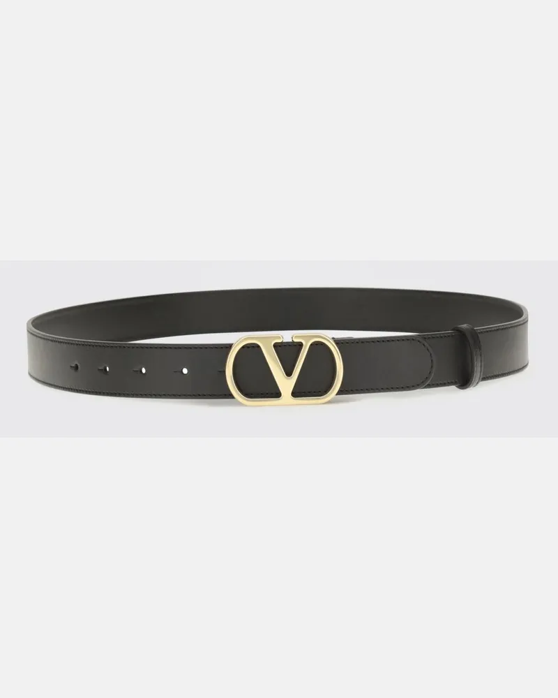 Valentino Garavani VLogo Signature Gürtel aus glattem Kalbsleder Schwarz
