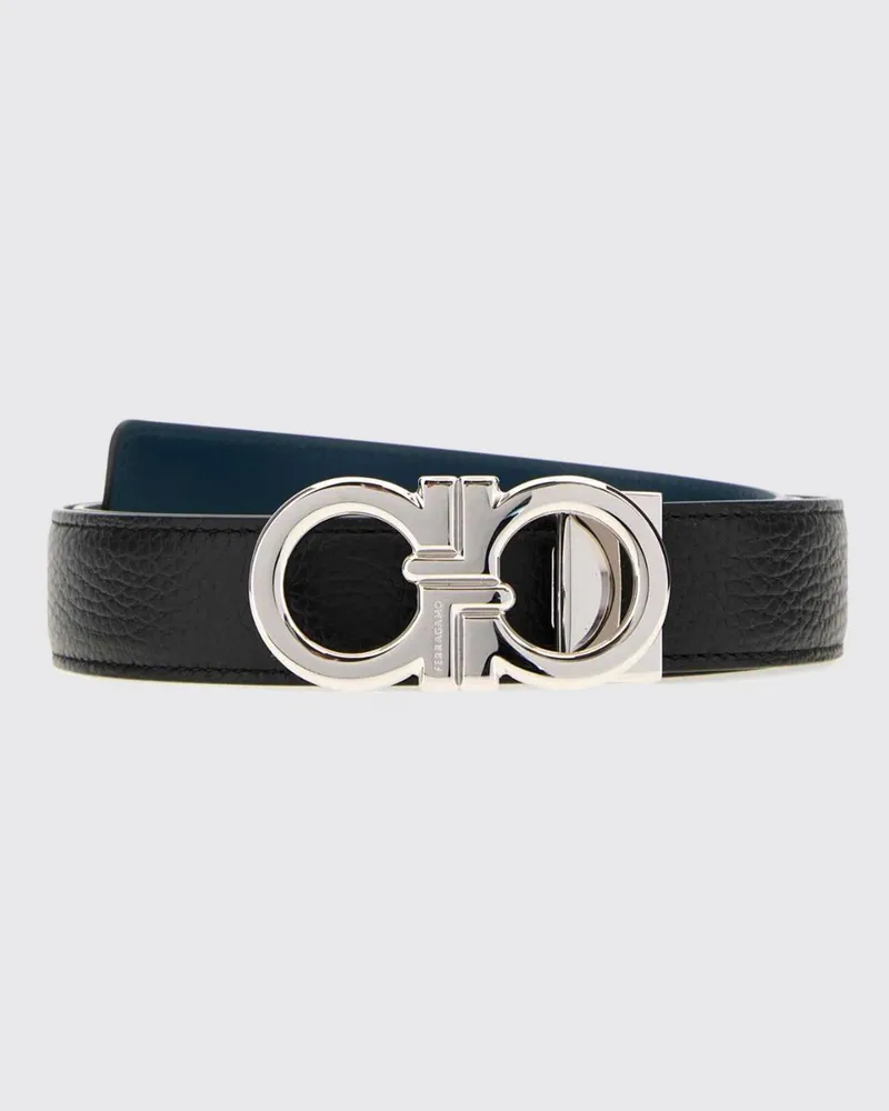Ferragamo Wendbarer Ledergürtel mit Gancini-Schnalle Schwarz