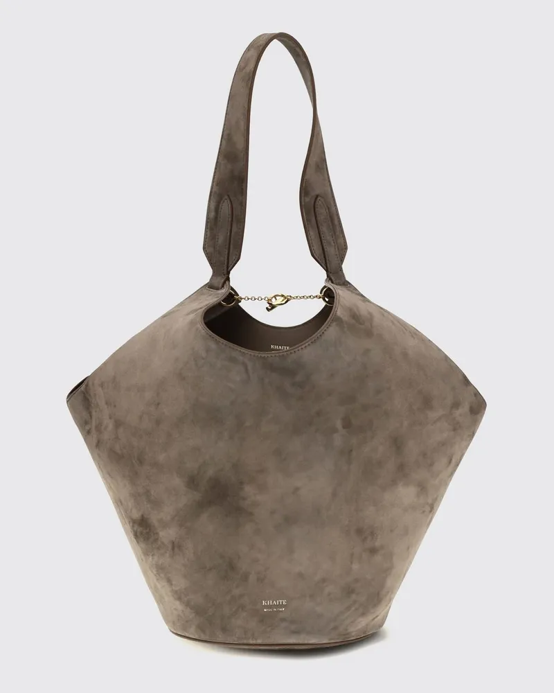 KHAITE Lotus Schultertasche aus Kalbsveloursleder in Rautenform Cedar