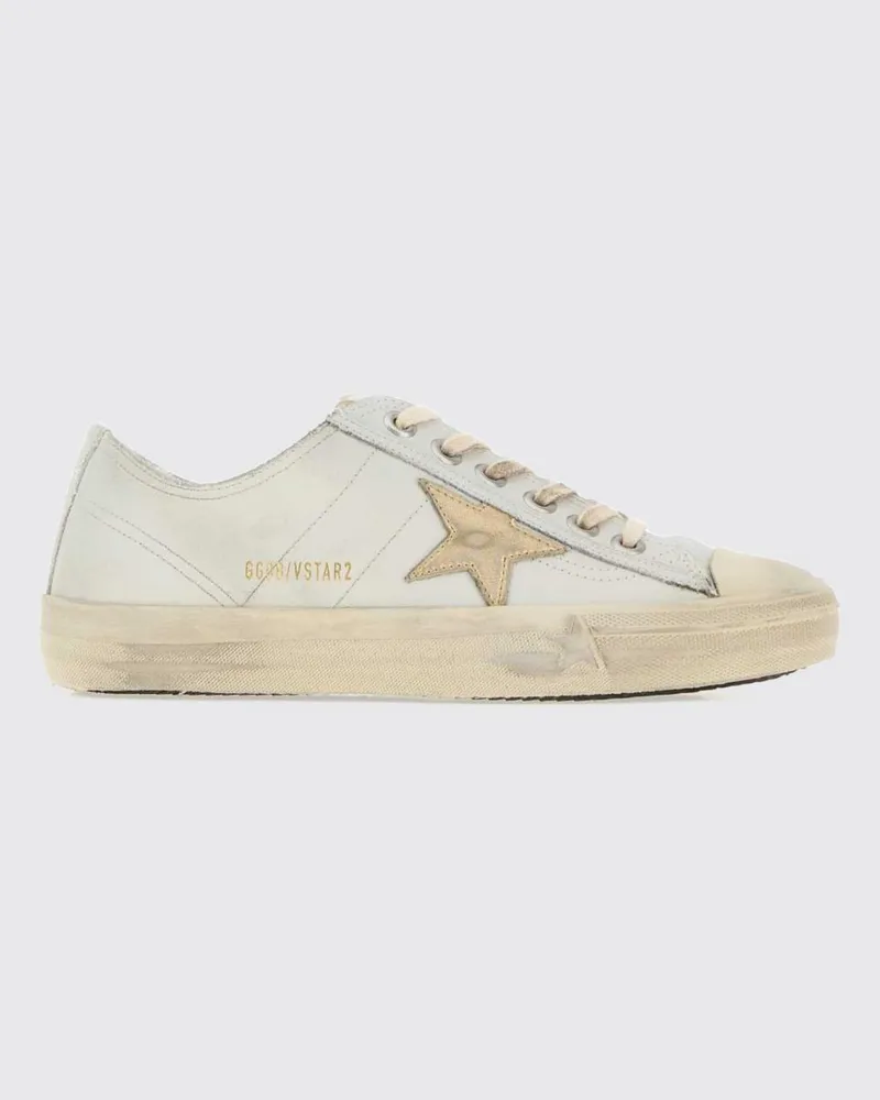Golden Goose V-Star 2 Glattleder-Sneaker mit Used-Effekt und Logo Weiß