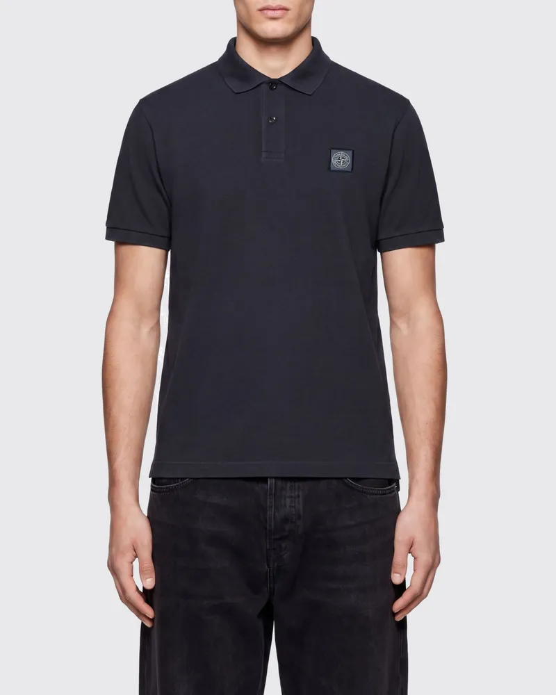 Stone Island Slim-Fit Kurzarm-Poloshirt aus Baumwolle mit Compass-Logo-Patch Navy