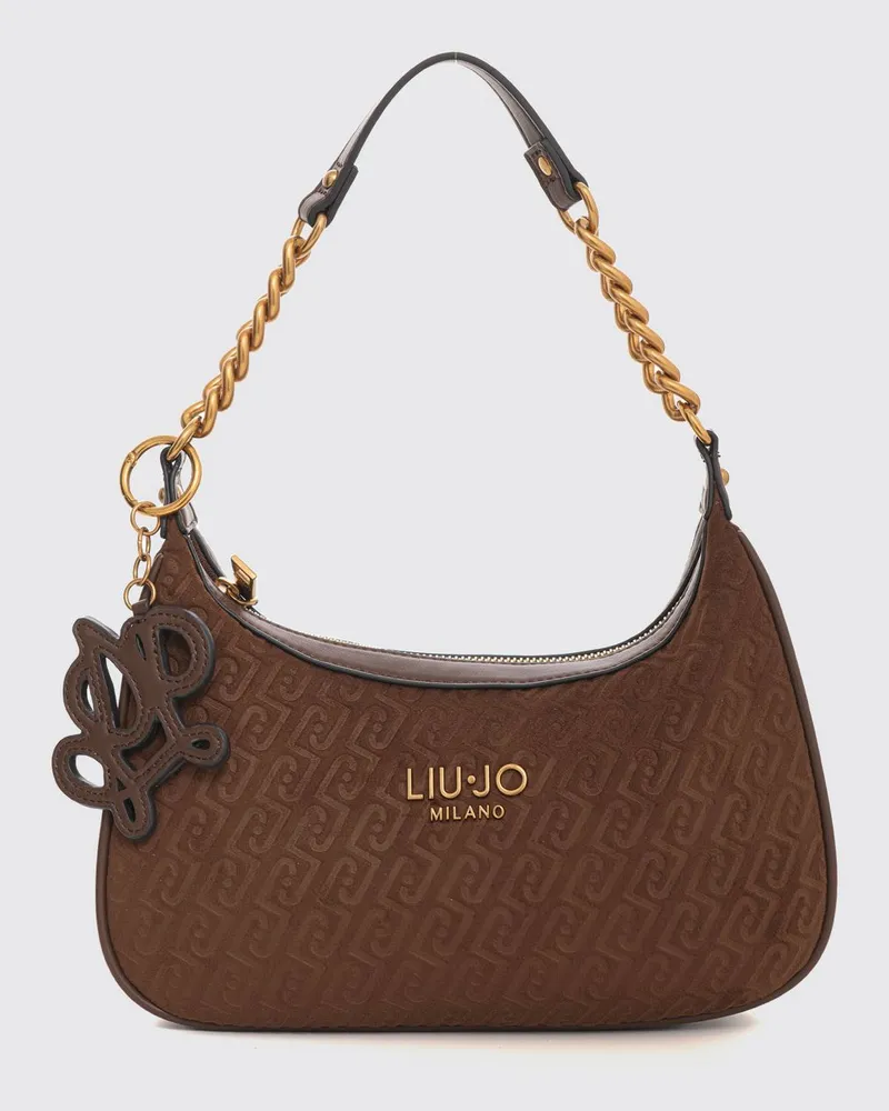 Liu Jo Ridhi Hobo-Tasche mit geprägtem Monogramm und Kettenhenkel Tabak