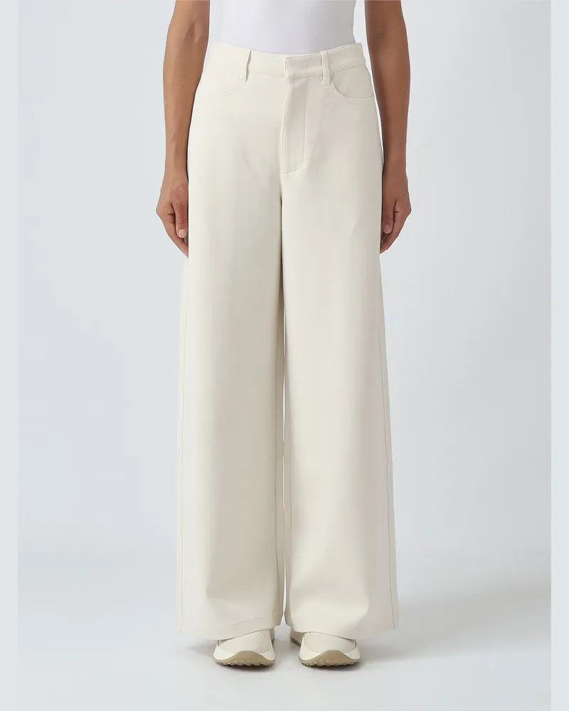 Max Mara Max Mara Hose mit weitem Bein aus Baumwollmischung mit hoher Taille Ivory
