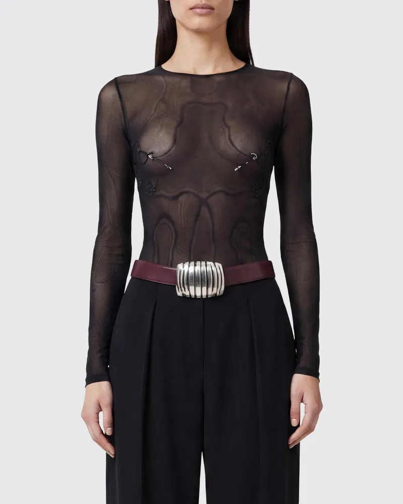 Jean Paul Gaultier Rundhals-Top aus Jersey Schwarz