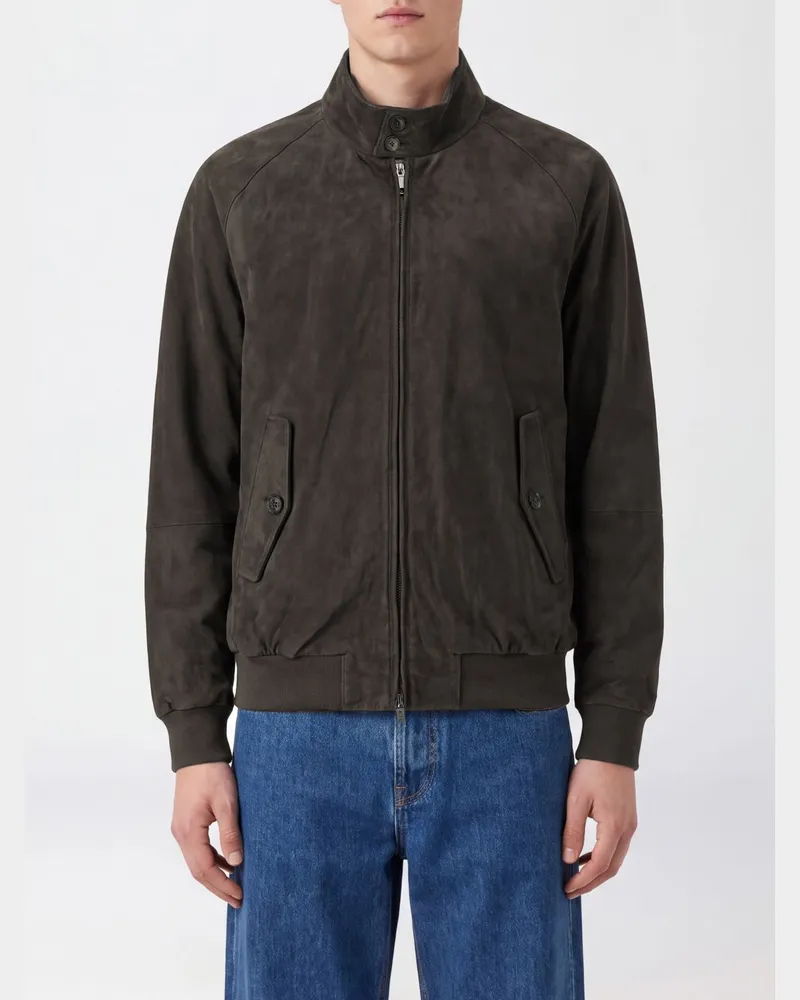 Baracuta Wildleder-Bomberjacke von mit Stehkragen und Reißverschluss Blau