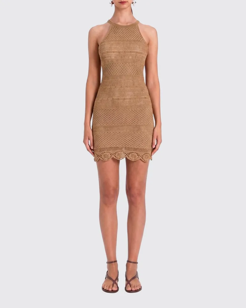 Twin-Set Häkel-Mini-Kleid Braun