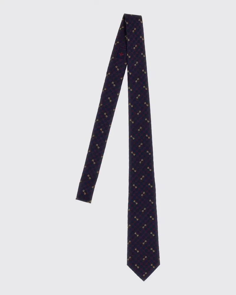 Gucci Seidenkrawatte mit Horsebit- und GG-Monogramm-Jacquard Blau