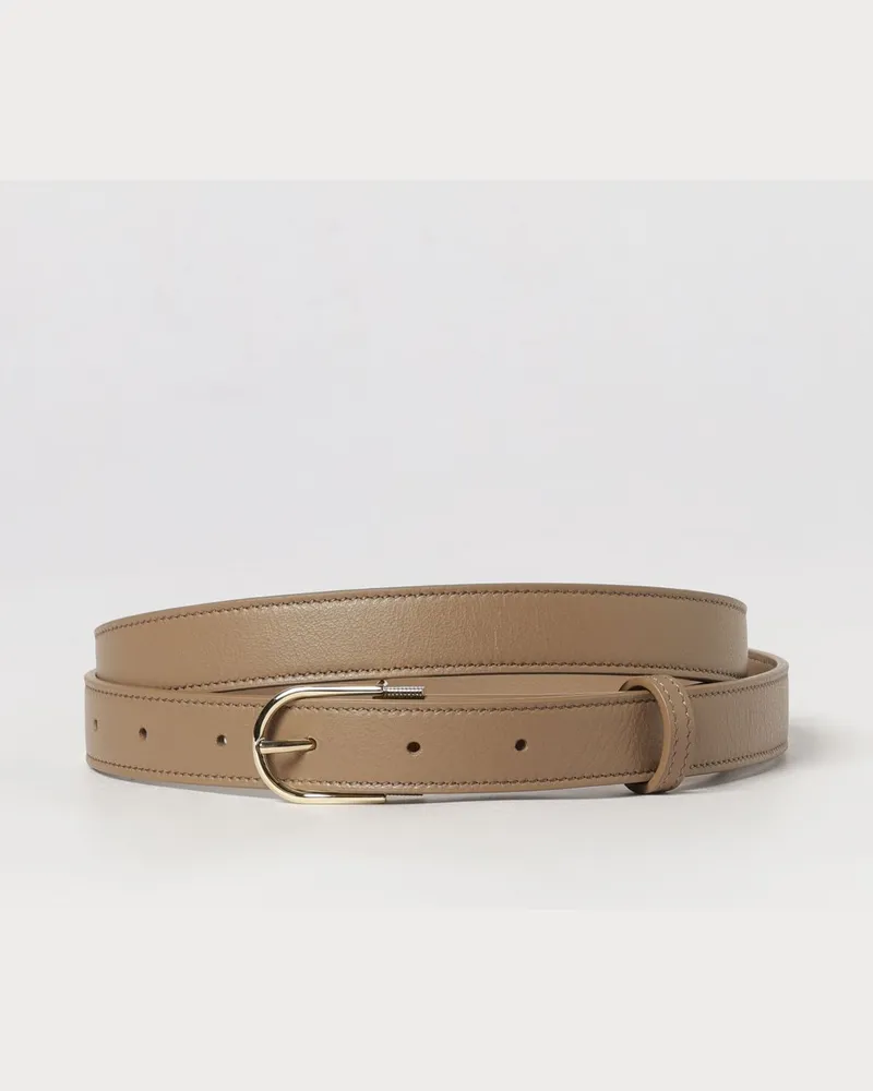 Victoria Beckham Schmaler Ledergürtel Dorian mit Monogramm-Schnalle Grau
