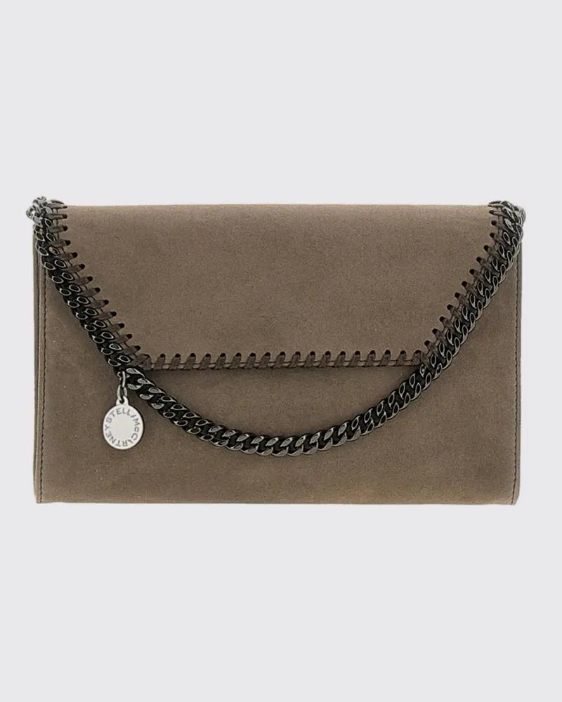 Stella McCartney Falabella Wallet on Chain aus Eco Alter Mat mit Kettenriemen Braun