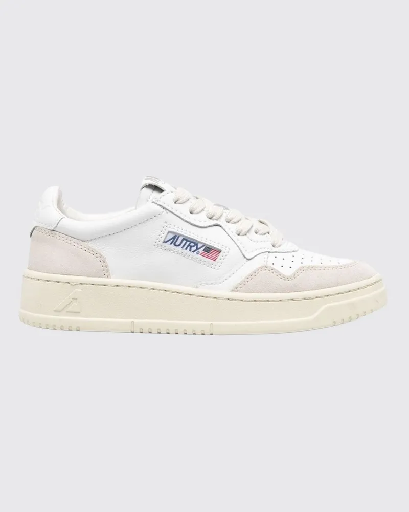AUTRY Medalist Low Bicolor-Ledersneaker mit perforierter Spitze Natural