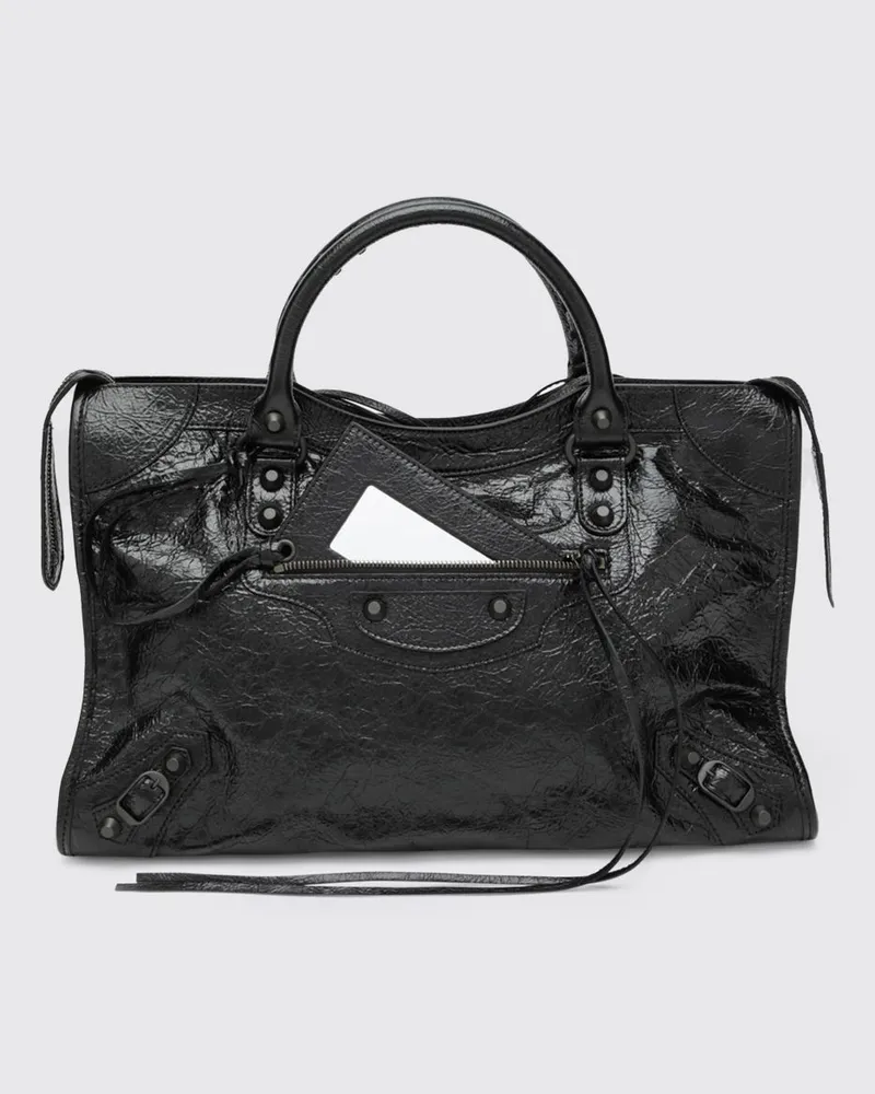 Balenciaga Le City Tasche aus Arena-Leder Schwarz