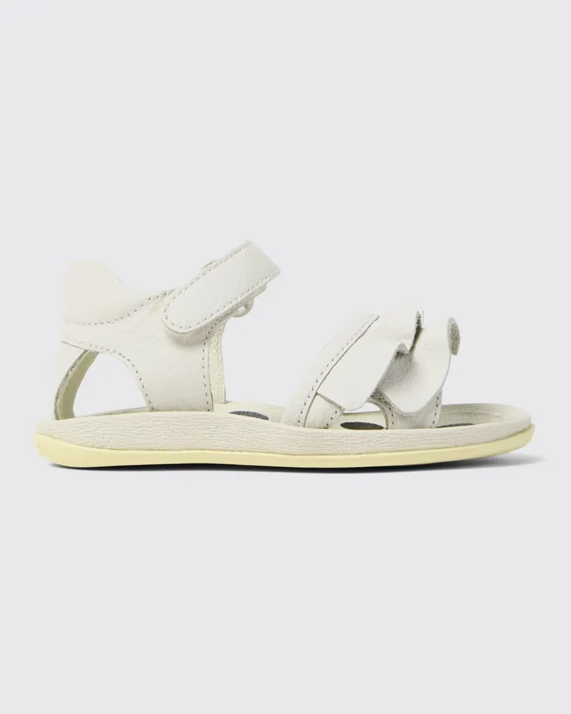 Camper Twins Leder Sandale mit Rüschen Weiß