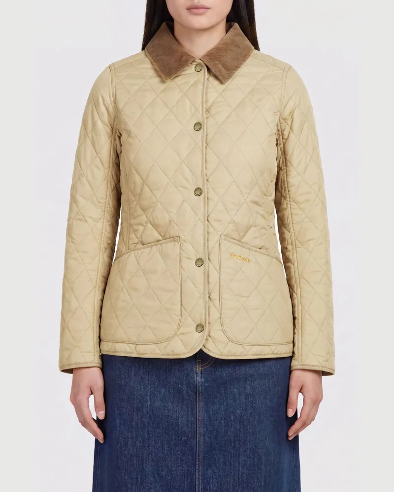 Barbour Annadale Slim Fit Steppjacke mit Cordkragen Beige