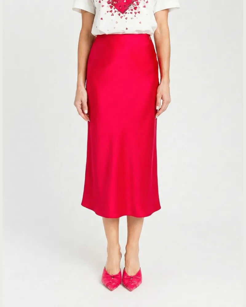 Twin-Set Satin-Midirock Fuchsia