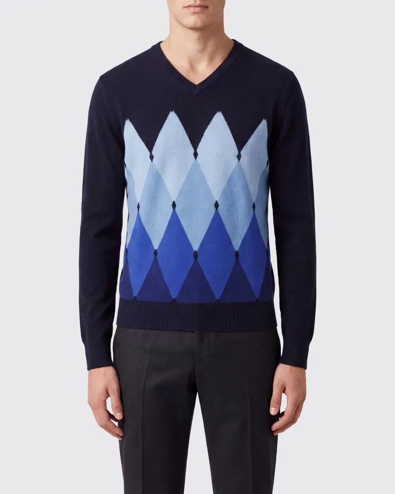 Ballantyne Argyle-Muster 100% Kaschmir-Pullover mit Rundhalsausschnitt Bunt