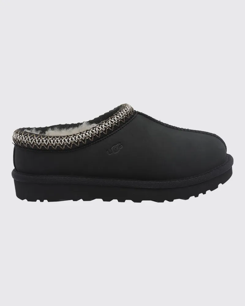 UGG Tasman Sabots aus Veloursleder mit Kontrastnähten und Wollfutter Schwarz