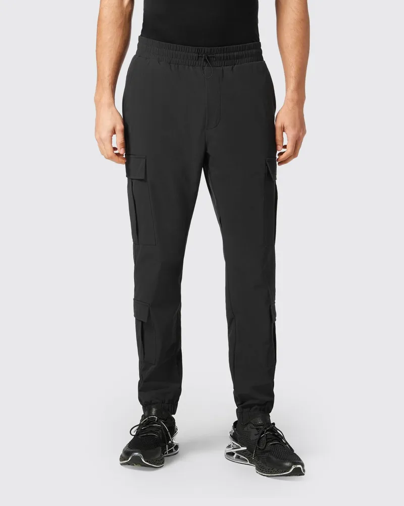 Philipp Plein Slim Fit Cargo-Jogginghose aus technischem Gewebe mit Kordelzug Schwarz