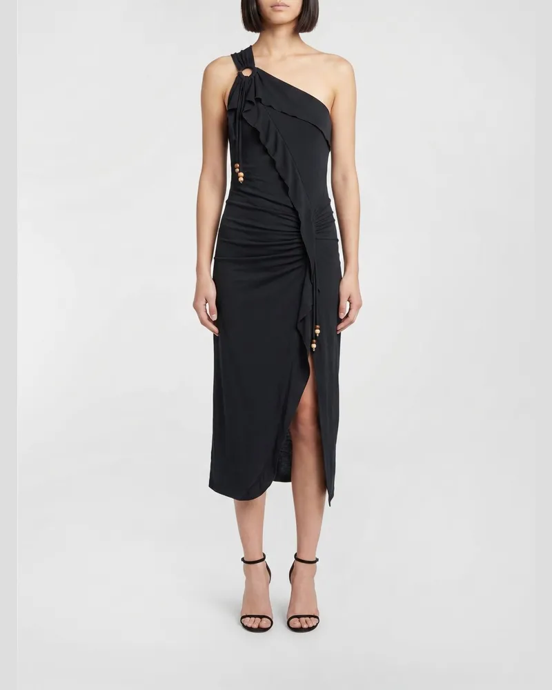 Isabel Marant Juliane Asymmetrisches Baumwollkleid Schwarz
