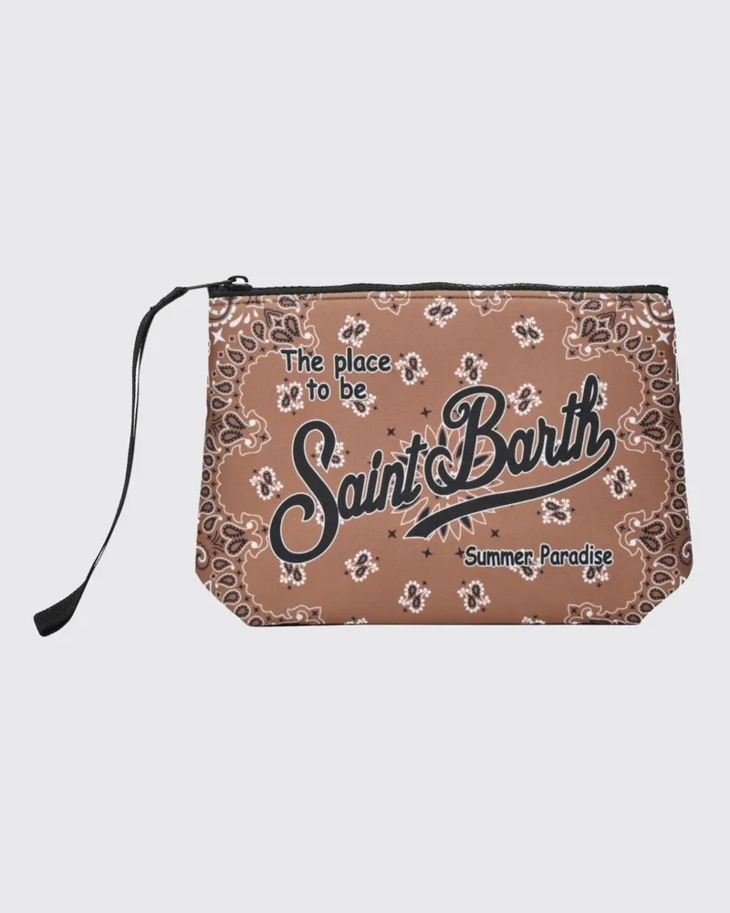 MC2 Saint Barth Aline Pochette aus gestreiftem Polyester Braun