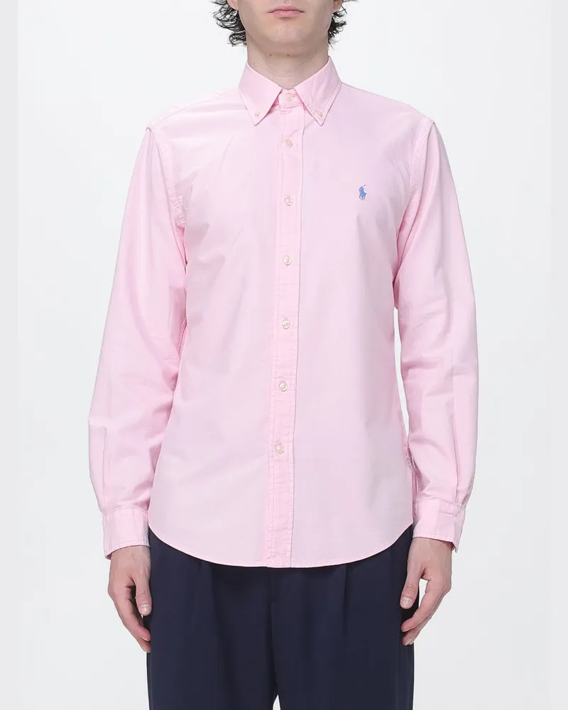 Ralph Lauren Baumwollhemd mit Button-Down-Kragen und Logo Pink