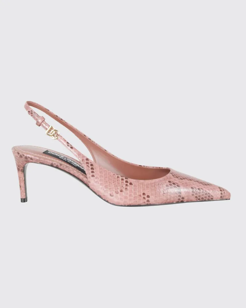 Dolce & Gabbana DOLCE  GABBANA Dolce & Gabbana Slingback-Pumps aus Leder mit Python-Print und DG-Logo Pink