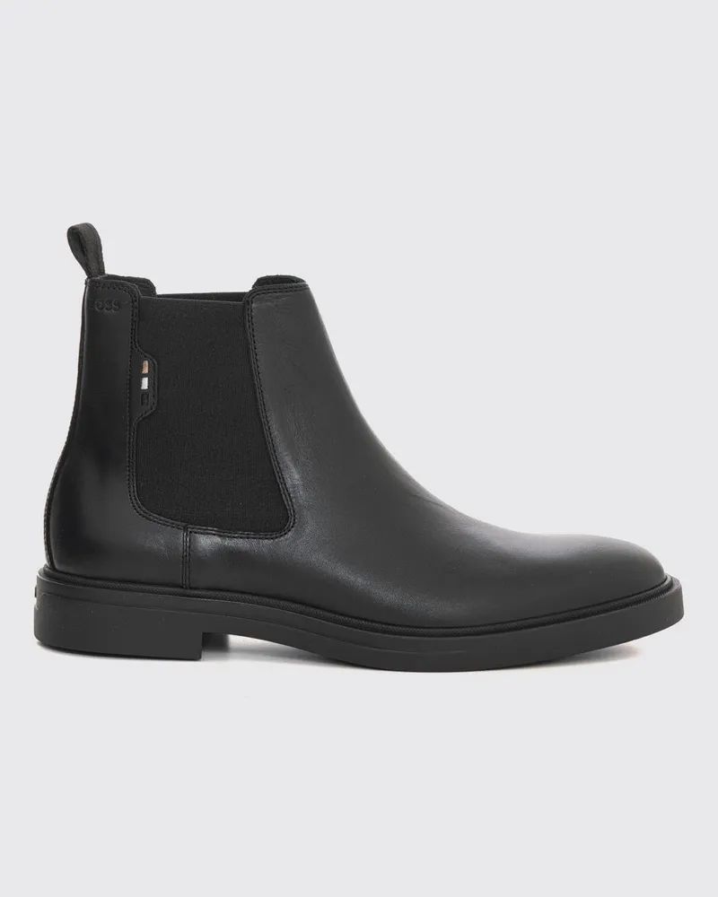 HUGO BOSS Chelsea-Boots aus Glattleder von mit hinterer Zuglasche Schwarz