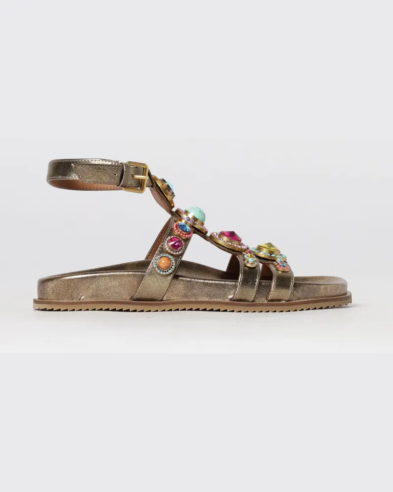 Kurt Geiger Octavia Laminierte Leder Sandale mit Strass Bronze