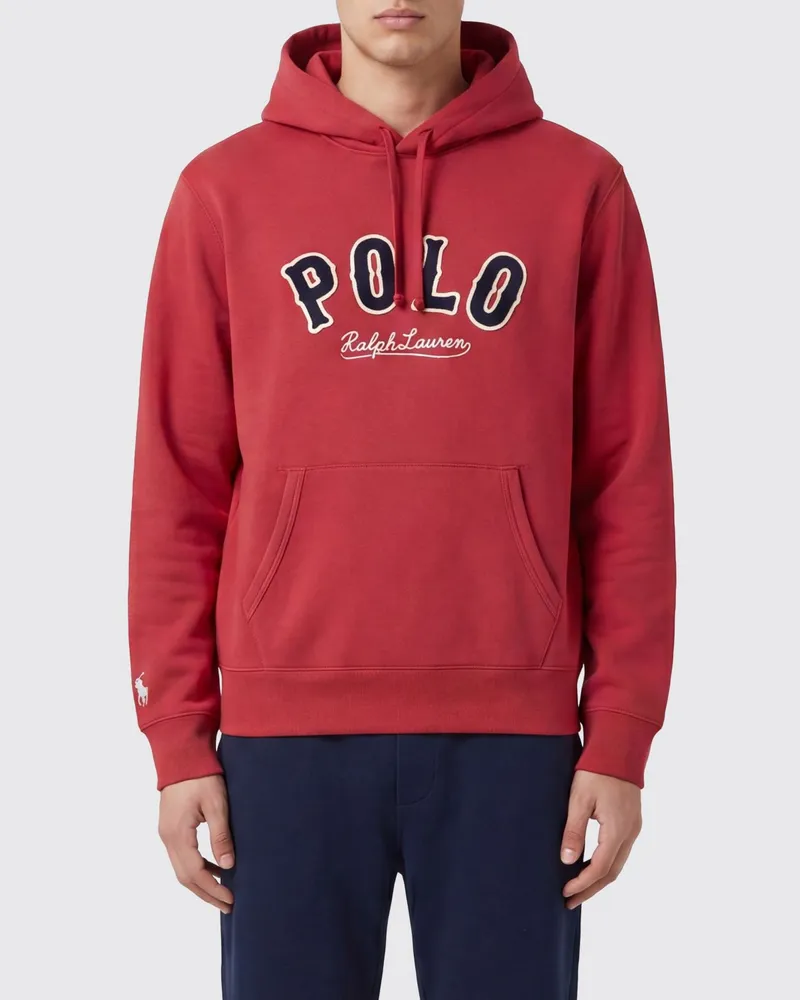 Ralph Lauren Kapuzenpullover aus Baumwollmischung mit Logo Rot