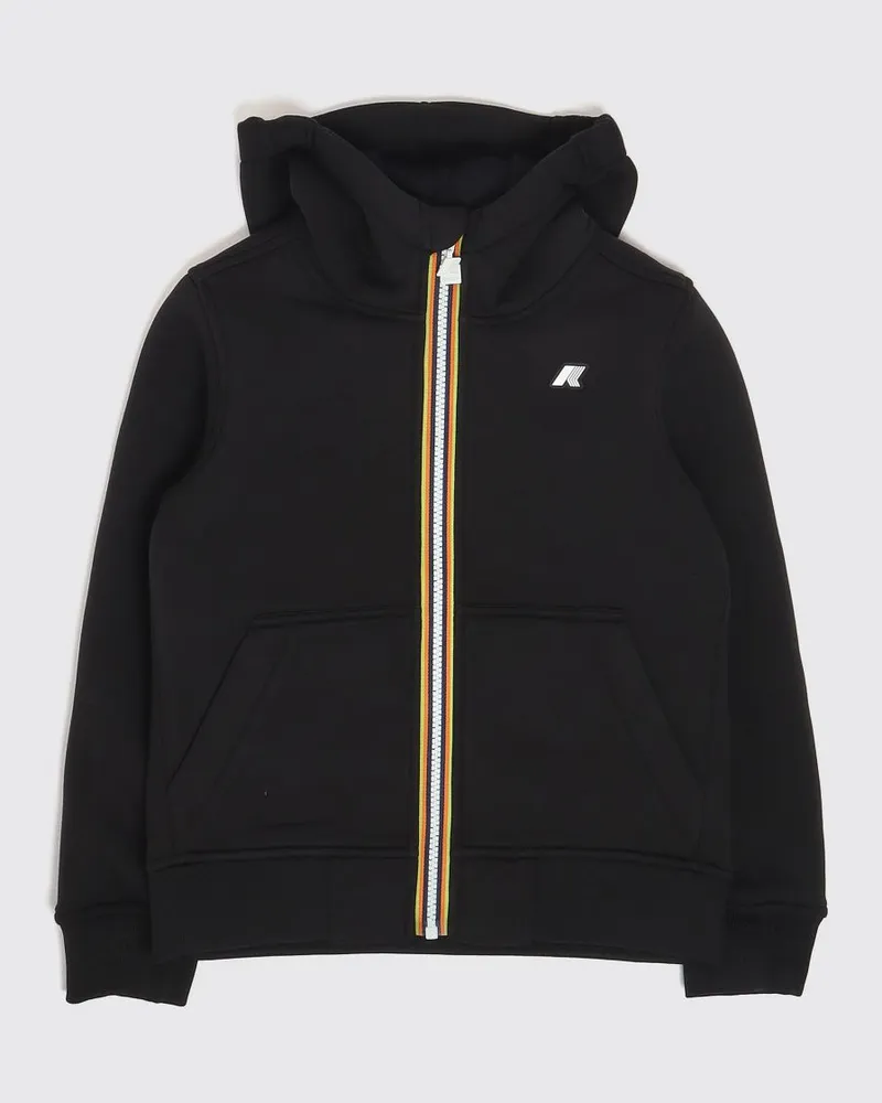 K-Way Kapuzen-Sweatshirt aus Baumwollmischung für Jungen mit Reißverschluss Schwarz