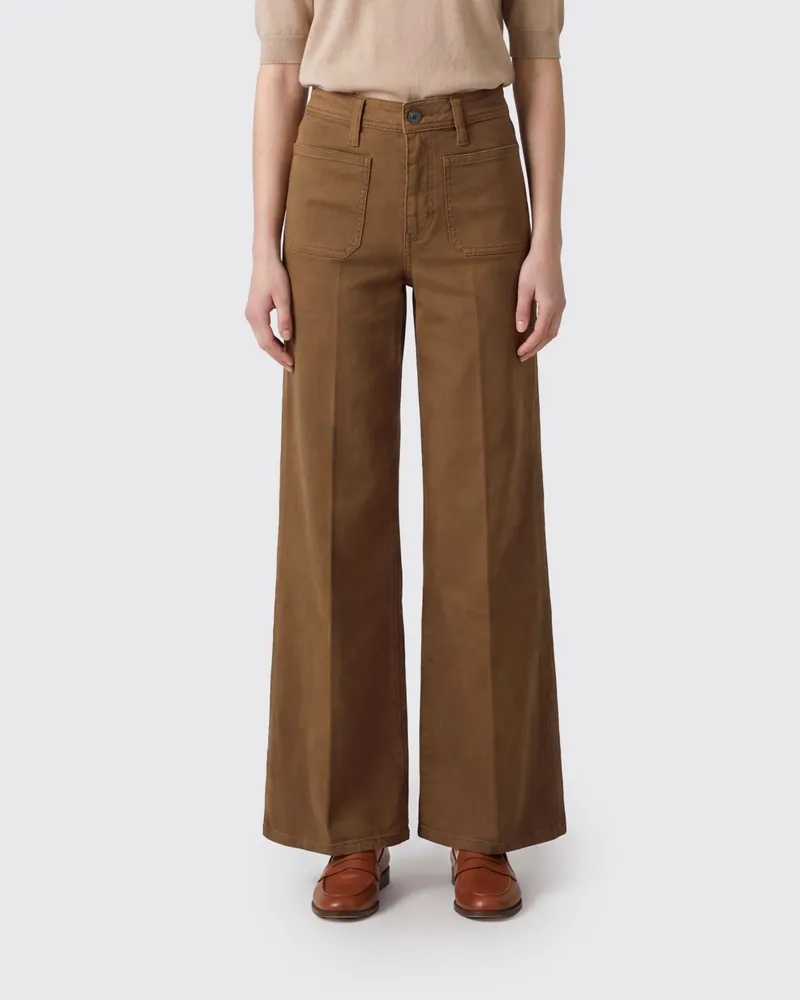 Frame Denim Le Slim Palazzo Jeans aus Denim mit weitem Bein und hoher Taille Braun