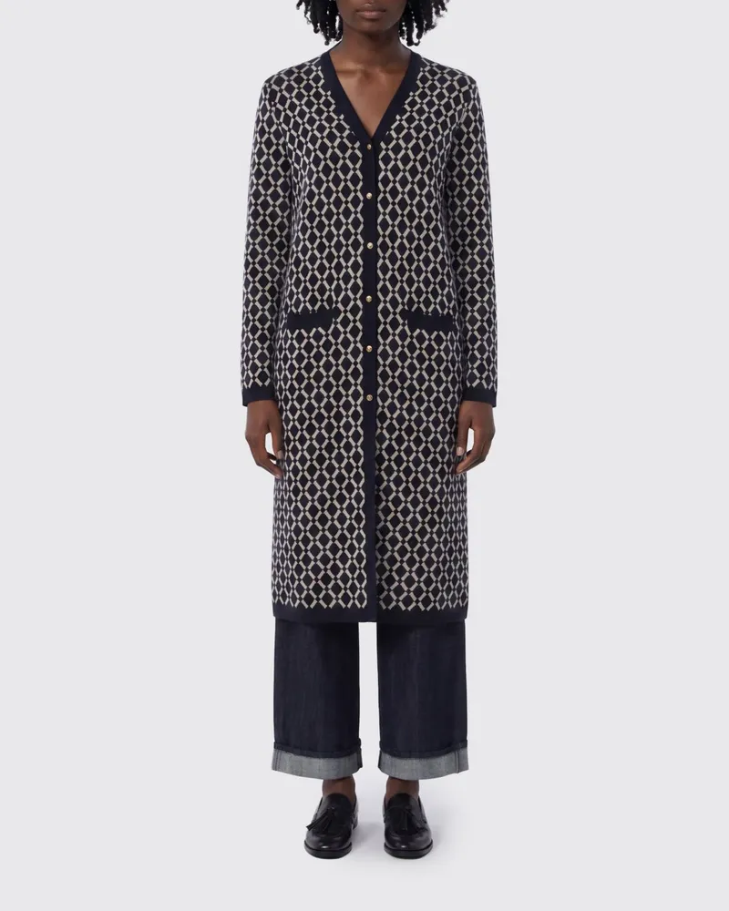 Max Mara Max Mara Rautenmuster Wollcardigan Blau